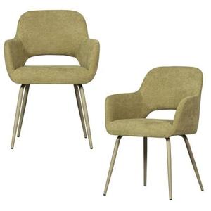 WOOOD Jenny Eetkamerstoelen - Polyester - Sage - Set van 2