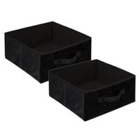 Set van 4x stuks opbergmand/kastmand 14 liter zwart polyester 31 x 31 x 15 cm