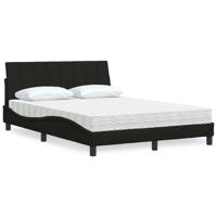Bed met matras "Hanko" stof zwart 140x200 cm