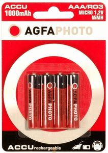 AgfaPhoto Batterijen 1x4 Akku NiMh Micro 1000 mAh Oplaadbare batterij Nikkel-Metaalhydride (NiMH)