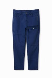 Broek van keperstof met zak - BLUE - 36