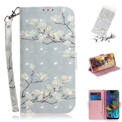 3D schilderij Mognolia patroon gekleurde tekening horizontale Flip lederen case voor LG K50 met houder & kaartsleuven & portemonnee