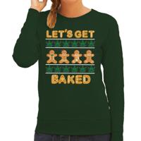 Foute Kersttrui/sweater voor dames - lets get baked - wiet - groen - humor - thumbnail