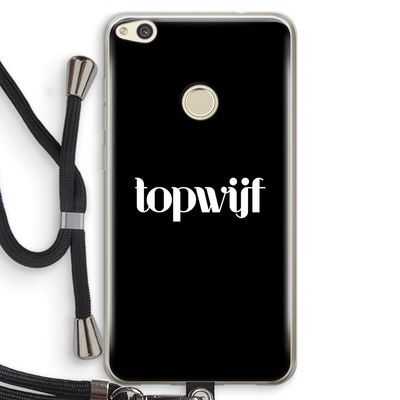 Topwijf Zwart: Huawei Ascend P8 Lite (2017) Transparant Hoesje met koord