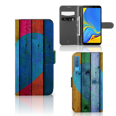 Samsung Galaxy A7 (2018) | Book Style Case | Wood Heart - Cadeau voor je Vriend