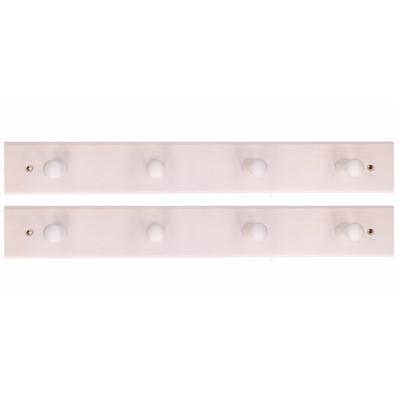 Houten kapstokken / jashaken - 2x - beuken wit - 4 enkele haak - 5 x 41 cm