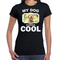 Honden liefhebber shirt Golden retriever my dog is serious cool zwart voor dames