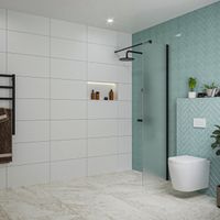 Fortifura Galeria inloopdouche - 50x200cm - mat glas - wandarm - mat zwart SW797922/SW797905
