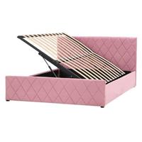 Beliani - ROCHEFORT - Tweepersoonsbed - Roze - 140 x 200 cm - Fluweel