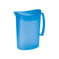 Schenkkan/waterkan met deksel - blauw - 2 liter - kunststof - L20 x H23 cm