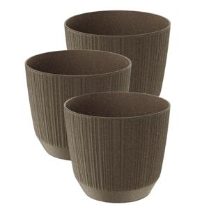 Prosperplast Plantenpot Eco - 3x stuks - stripe - bruin - D17xH15 cm