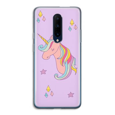 Roze eenhoorn: OnePlus 7 Pro Transparant Hoesje