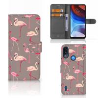 Motorola Moto E7i Power | E7 Power | Telefoonhoesje | Met pasjeshouder | Flamingo