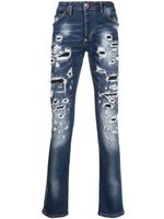 Philipp Plein jean droit à effet usé - Bleu - thumbnail