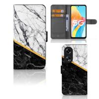 OPPO Reno8 T 5G | Bookcase | Marmer Wit Zwart - Origineel Cadeau Man