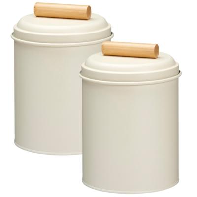 Voorraadpot / koekjes bewaarblik Bart - 2x - 14 x 20 cm - metaal - wit - keuken voorraadpotten