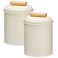 Voorraadpot / koekjes bewaarblik Bart - 2x - 14 x 20 cm - metaal - wit - keuken voorraadpotten