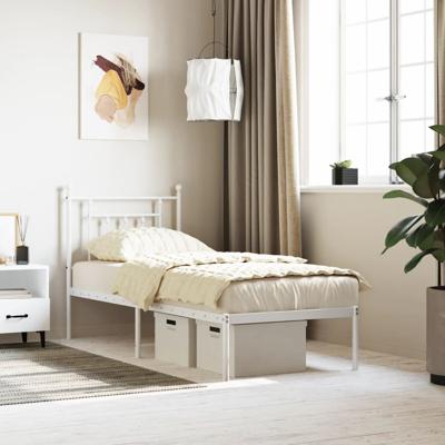 Bedframe met hoofdbord zonder matras metaal wit 75x190 cm