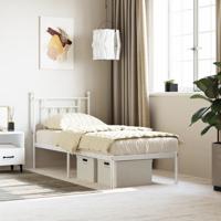 Bedframe met hoofdbord zonder matras metaal wit 75x190 cm