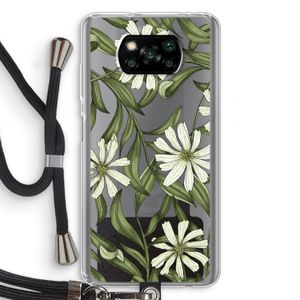 Wit bloemenpatroon: Xiaomi Poco X3 NFC Transparant Hoesje met koord