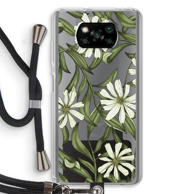 Wit bloemenpatroon: Xiaomi Poco X3 NFC Transparant Hoesje met koord