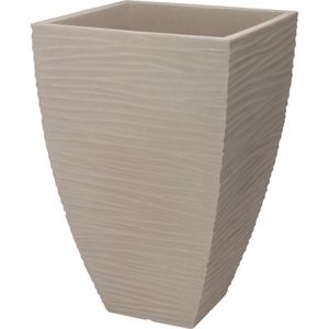 Plantenpot/bloempot Dunes - Tuin - stevig kunststof - zand/beige - D40 x H60 cm