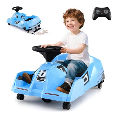 Elektrische Schoonmaakkart 12V Raceauto met Afneembare Borstel Afstandsbediening met 3 Snelheden Draadloze Verbinding Blauw