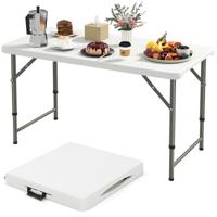 In Hoogte Verstelbare Campingtafel met HDPE Tafelblad & Draaggreep Opvouwbare Tuintafel