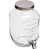 Secret de gourmet Glazen drank dispensers - 4 liter - kunststof kraantje en schroefdeksel