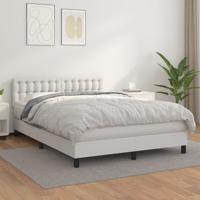 Boxspring met matras kunstleer wit 140x200 cm