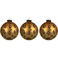 3x Luipaard print glazen kerstballen 8 cm dierenprint - thumbnail