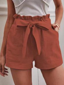 Casual Cotton And Linen Plain Regular Fit Shorts