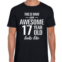 Awesome 17 year / 17 jaar cadeau t-shirt zwart heren