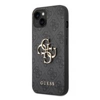 Guess PU 4G Metal Logo case iPhone 14 grijs - GUHCP14S4GMGGR