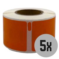DULA Dymo Compatible labels - Oranje - 99010 - S0722370 - Adresetiketten - 5 rollen - 28 x 89 mm - 130 labels per rol
