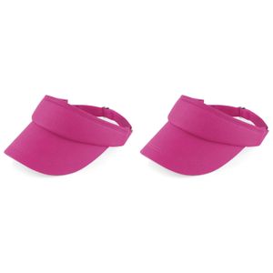 2x stuks fuchsia roze sportieve zonneklep voor volwassenen