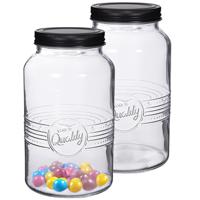 Alessandro Snoeppot/voorraadpot - 4x - met deksel - decoratief glas - 1300 ml - D11 x H19 cm