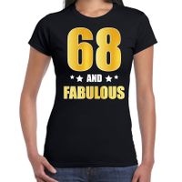 68 and fabulous verjaardag cadeau t-shirt / shirt goud 68 jaar zwart voor dames - thumbnail