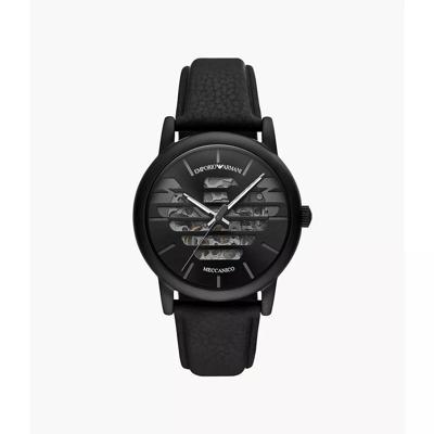 Emporio Armani bruin lederen Herenhorlogemet drie wijzers - zwart AR60032