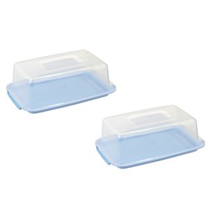 5x stuks vershouddozen/voedsel bewaardozen transparant/blauw 3,75 liter