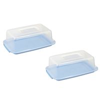 5x stuks vershouddozen/voedsel bewaardozen transparant/blauw 3,75 liter