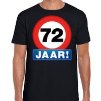 Stopbord 72 jaar verjaardag t-shirt zwart voor heren - thumbnail