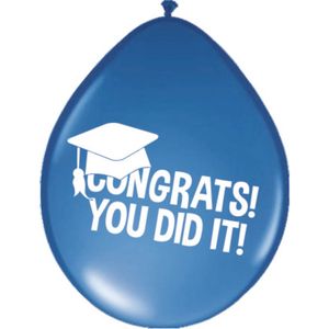 8x Feestartikelen geslaagd latex ballonnen 30 cm voor lucht