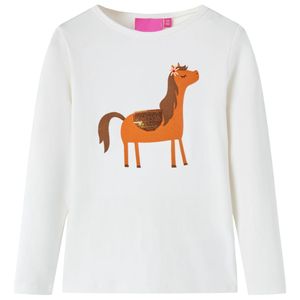 Kindershirt met lange mouwen dierenprint 104 ecrukleurig