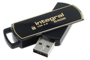 Integral 64GB Secure 360 Encrypted USB 3.0 USB flash drive USB Type-A 3.2 Gen 1 (3.1 Gen 1) Zwart, Goud