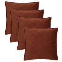Bank/sierkussens huiskamer Sophia - 4x stuks - 52 x 52 cm - Terracotta - polyester - met rits