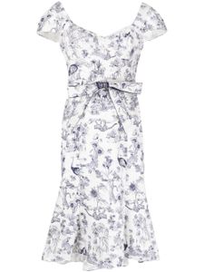 Marchesa Rosa robe mi-longue Polly à imprimé graphique - Blanc