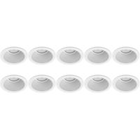 Ronde Aluminium Inbouwspot Armatuur Set 10x GU10 - Ø90mm - Wit