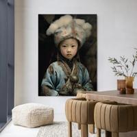 Urban Cotton Wandkleed 'Traditional Child 2' 110 x 145cm in Frame - black