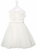 Monnalisa robe ceinturée à détails de perles - Blanc